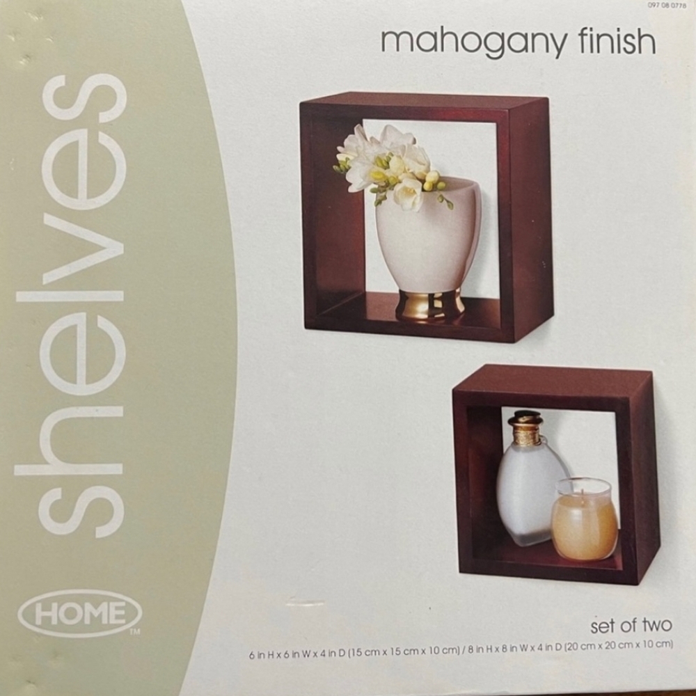 Floating Shelves Mahogany Finish 6Hx6Wx4D-8Hx8Wx4D